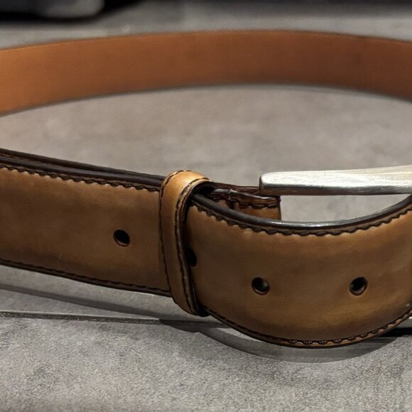 MAGNANNI Men’s Size 44 Leather Dress Belt - 1128 - Light Brown - Picture 2 of 8